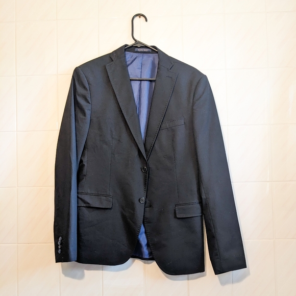 Zara Man Black Suit Jacket with Blue Lining - Picture 5 of 15
